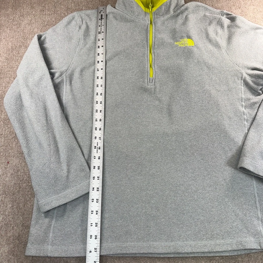 The North Face TKA 100 Fleece Pullover Mens Large Gray Lime Green Quarter Zip